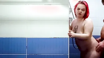 Ginger BBW fucking inside the shower