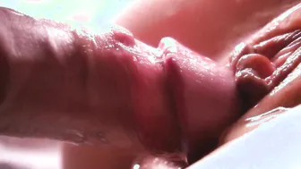 Extremely close-up. Sperm leaking down the cunt