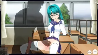 3D CARTOON College Girl with Glasses Nailed the Director and get a High