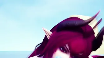 Demon bimbos blowing off a bouncing ball.