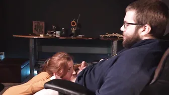 Ginger getting sloppy all over dick until it explodes all over their hands