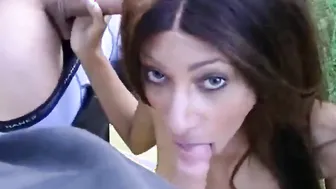 Small Trisha blowbang 19 year old blows off cocks