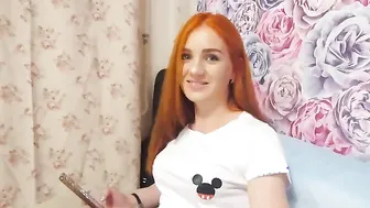 Redhead young bitch fucks in all cracks