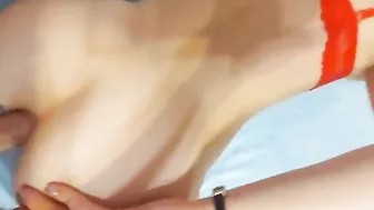 Redhead young bitch fucks in all cracks