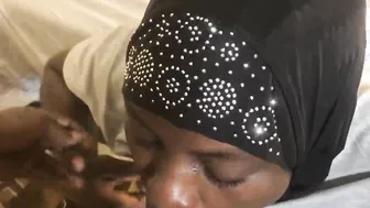 Hijab bimbo drinking my cum