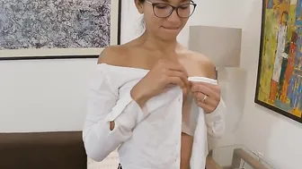 Skinny Hispanic secretary fucks her boss for a raise -