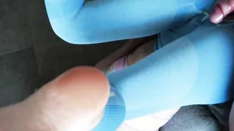 Tight vagina plowed deep and creampied inside ripped yoga leggings