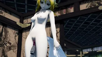 Beauty demon fox has fun with a dildo inside her