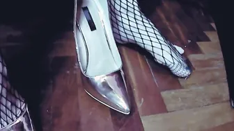 Leather Bdsm Gf Eva Dom Mom Gold Heels Pantyhose Solo