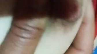 Lie on the side and insert the cock in my