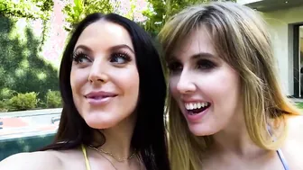 ANGELA WHITE - Huge Natural Breasts 3 Way into the Pool with Johnny Sins and Lena Paul