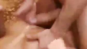 Skinny whore gets fucked by two dicks with dp