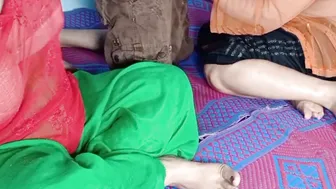desi Lovers Netu and Husband xxx 3 way with Punjab Sister Sara including hand job and Doggy Style twat fuck rough with slap