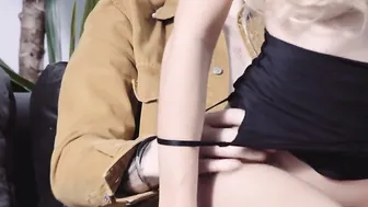 Sex on the couch after lunch break with amateur goddess