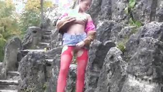 Slim teenie solo strokes her snatch