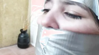 Christian sluts Duct Taped To Pillar And Gagged Tight