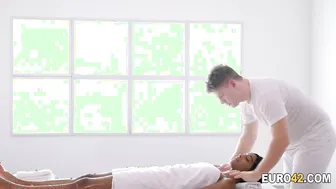Masseur slides his long penis inside a slutty african