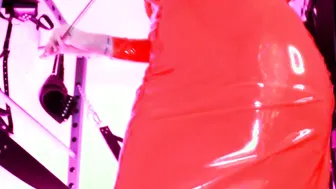 FEM DOM Bdsm Gf Eva Pvc Cougar Bombshell Domina Play with a Huge Cock CBT FETISH Red Dress
