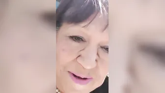 Old Hispanic Old Lady unshaved vagina gigantic clitoris peeing pissing public