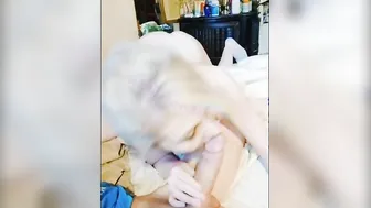 Teeny Adorable Blonde Blows and fucks mature s t e