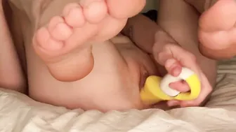 Stunning Nymph Jerks Off Vulgar Soak Snatch her Foot with