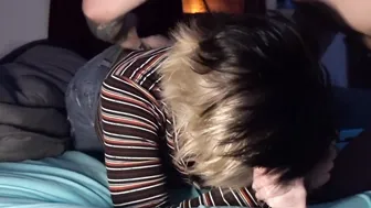 FIRST TIME for gothic bimbos gets her snatch eaten * EXTREME ORGASM * Facial Jizzed