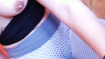 stepsister occupied the PC. Fuck her  cum on her hair while she played