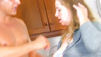 This cougar likes to got her butt spanked while she blows a nice penis