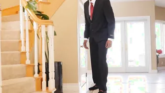 BLACK4K. Excited white gal tempts moms ebony assistant in quickie