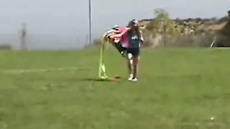 18 Year Old rubbing her clitoris public