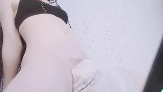 hungry teens strokes against pillow