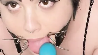 pov Amateur BBW Dick Bimbo Drooling inside Spider Gag