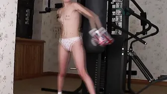 Blonde Boxing Cutie Ana Fey Practices Into Small Boxers
