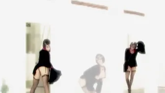 Bigboob MILFs into pantyhose threeway boned into doggy style