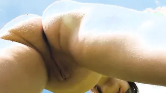 Vagina close-up on the naked beach porn