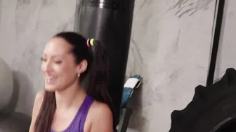 Fitness Rooms Bombshell Spanish college sluts Claudia Bavel lesbo sex into gym with Czech Beauty Mishel Dark