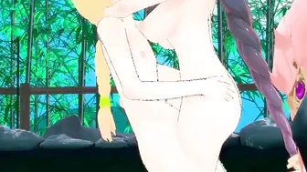 (HD60FPS)YAE MIKO AND RAIDEN SHOGUN HAVE A 3SOME WITH TRAVELER INTO HOMEMADE ONSEN(Serenitea pot)