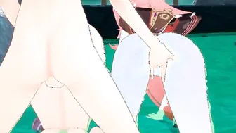 (HD60FPS)YAE MIKO AND RAIDEN SHOGUN HAVE A 3SOME WITH TRAVELER INTO HOMEMADE ONSEN(Serenitea pot)