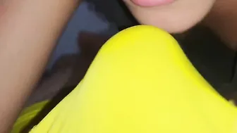 Hand Job through lingerie tight boxers lingerie cum into leggings