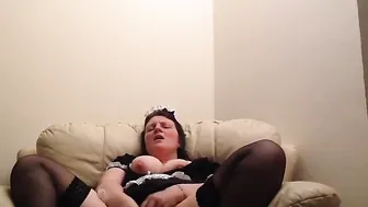caught masturbating into the front room clothed up as a