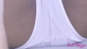 White Bodysuit Glossy Tights High Heels