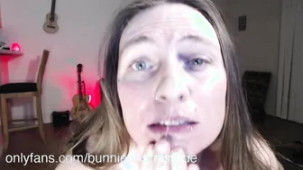Gagging self Noisy Sound Spit on Face Snot into Nose Ring Closeup