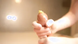 Fem Dom Gloves Hand Job in tight XL Condom by Gf