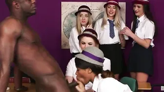 Ebony british cfnm students tugging professor