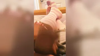 Femboy Pulls His Leggings Down and Massage His Adorable Clitty Until He Ejaculates