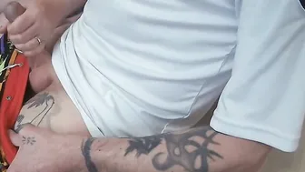 caught jerking off and helped to cum