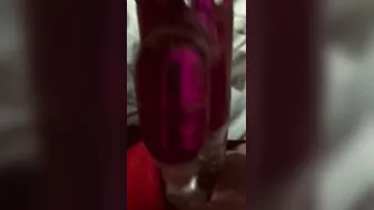 Shaking orgasm using dildo