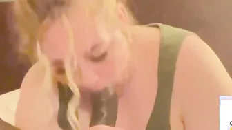 My step sister thinks she can deep throat my gigantic african penis so I let her try