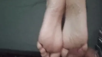Huge cummed inside her soft foot pov