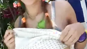 Serena masturbates outside solo